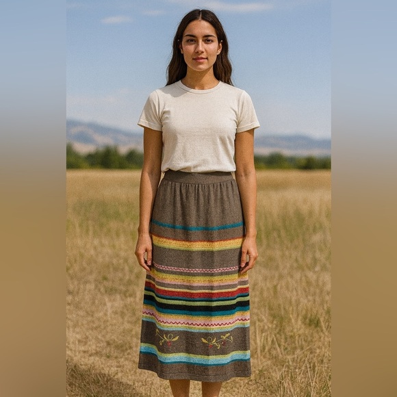 Double D Ranch Dresses & Skirts - Double D Ranch Linen Blend Multicolor Striped Maxi Pencil Skirt Size Large